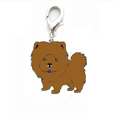 5Pcs/Lot Cute Chow Chow Sharpei Foxhound Pug Shepherd Dog Purse Charms