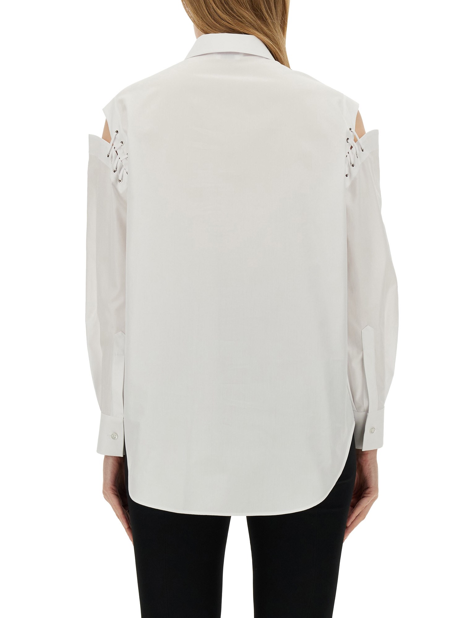 ALEXANDER McQUEEN    COCOON SHIRT WITH CUT-OUT DETAILS AND COTTON POPLIN TIES