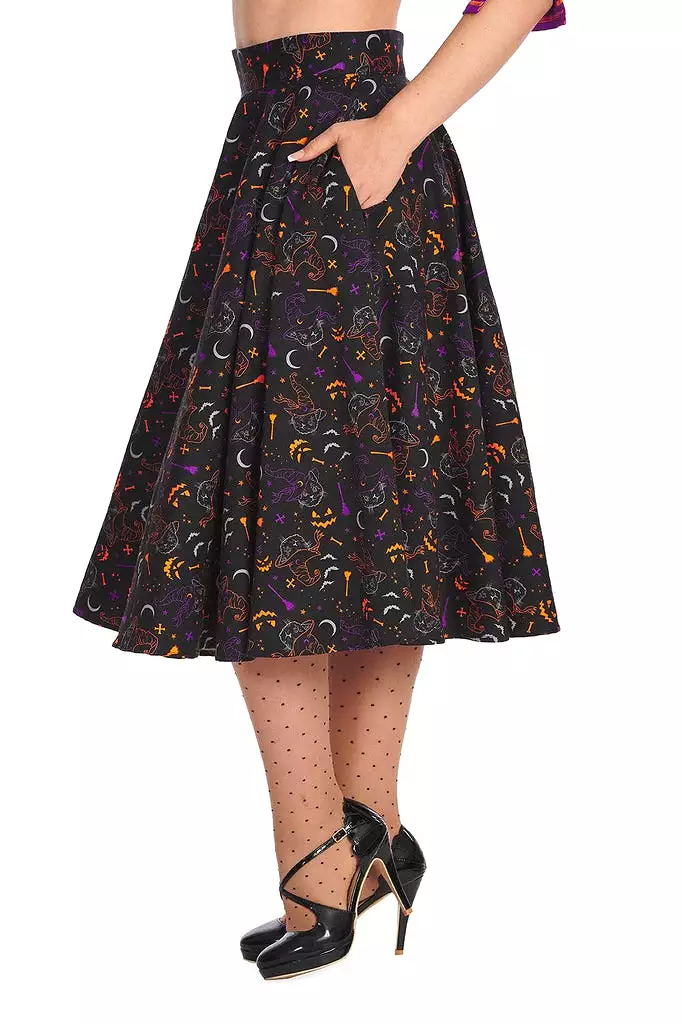 All Hallows Cat Swing Skirt