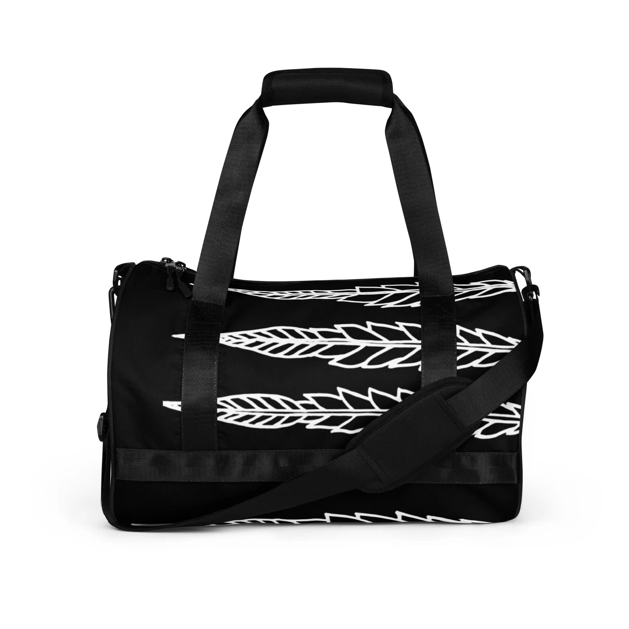 All-over print gym bag – Feathered Leaves