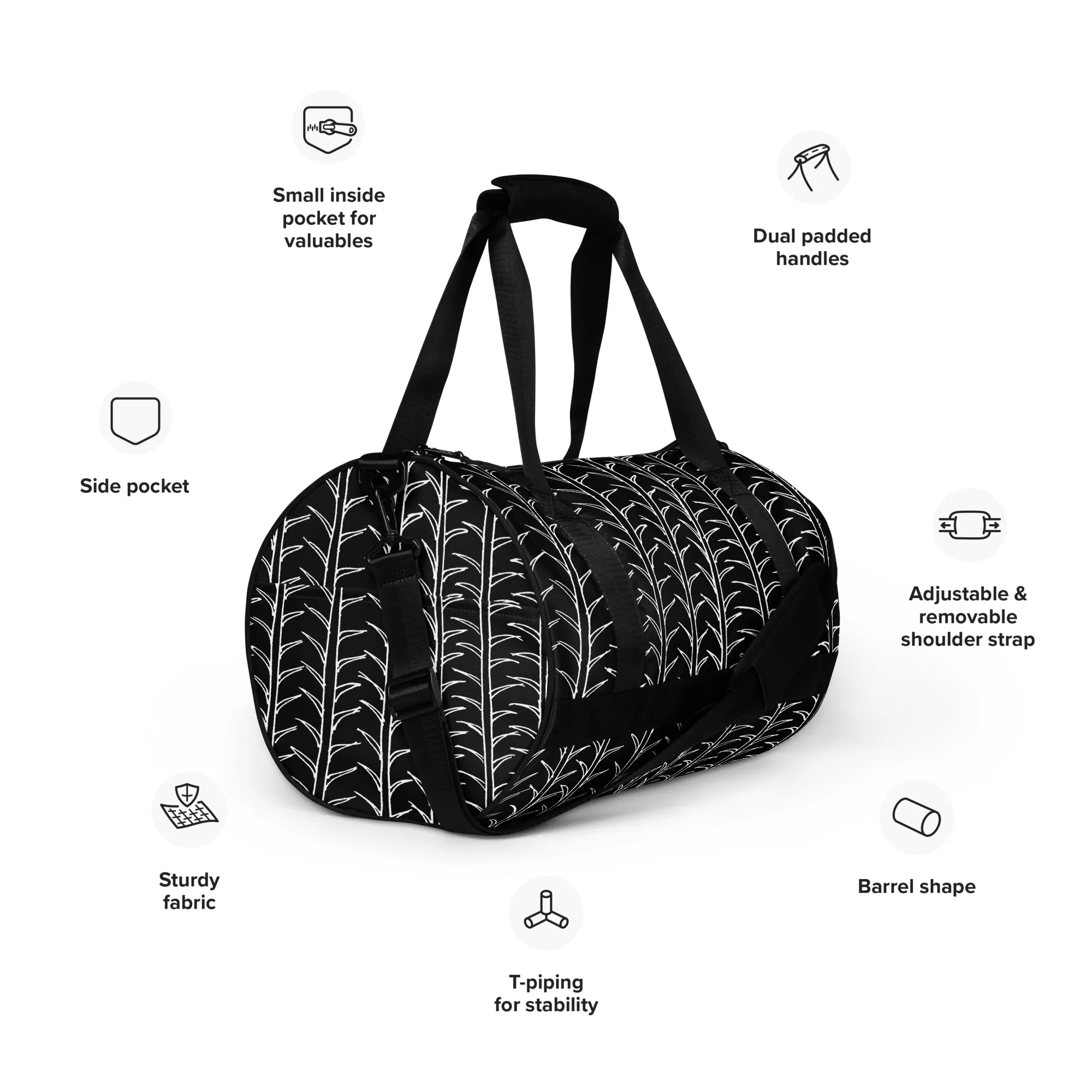 All-over print gym bag – Plants Teach Movement