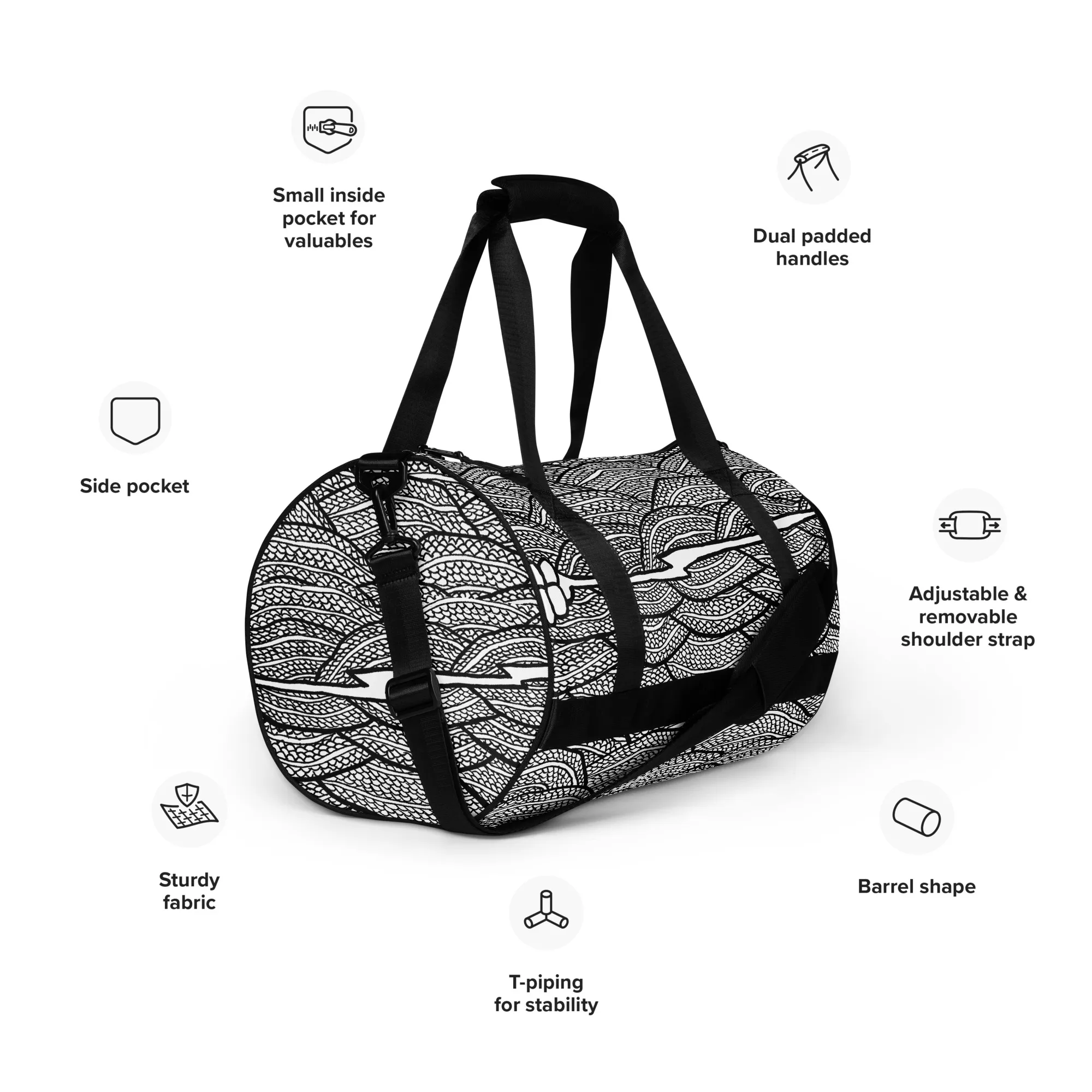 All-over print gym bag – Rattlesnake Storm