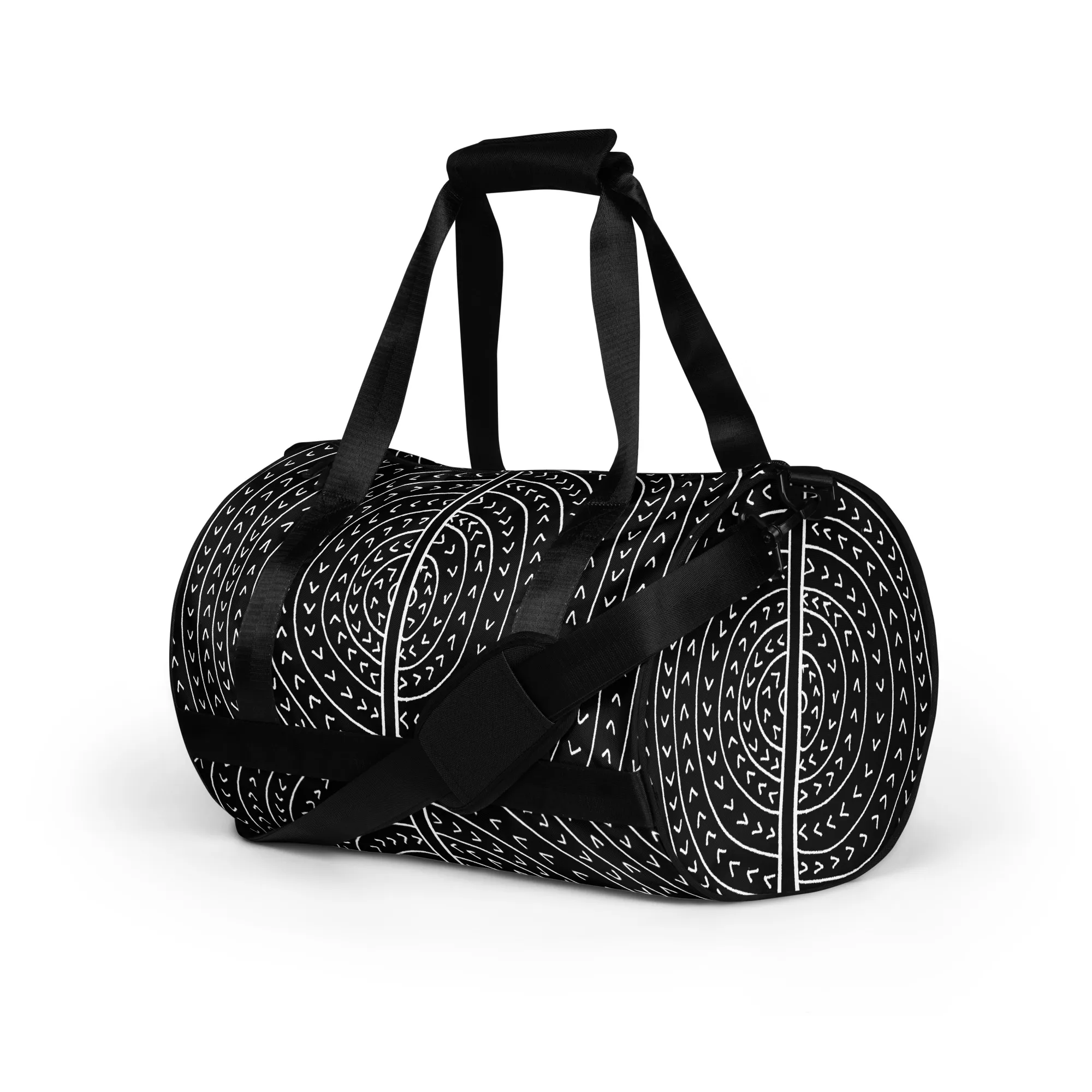 All-over print gym bag – The Vowel O