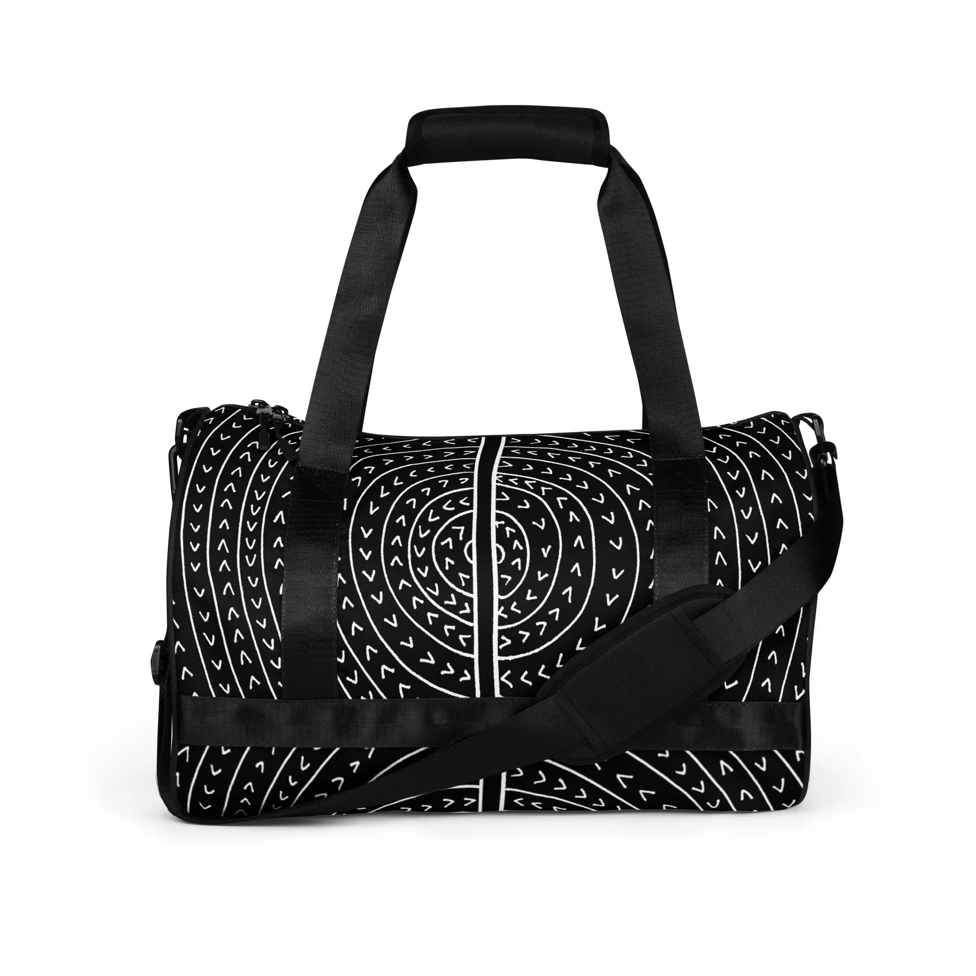 All-over print gym bag – The Vowel O