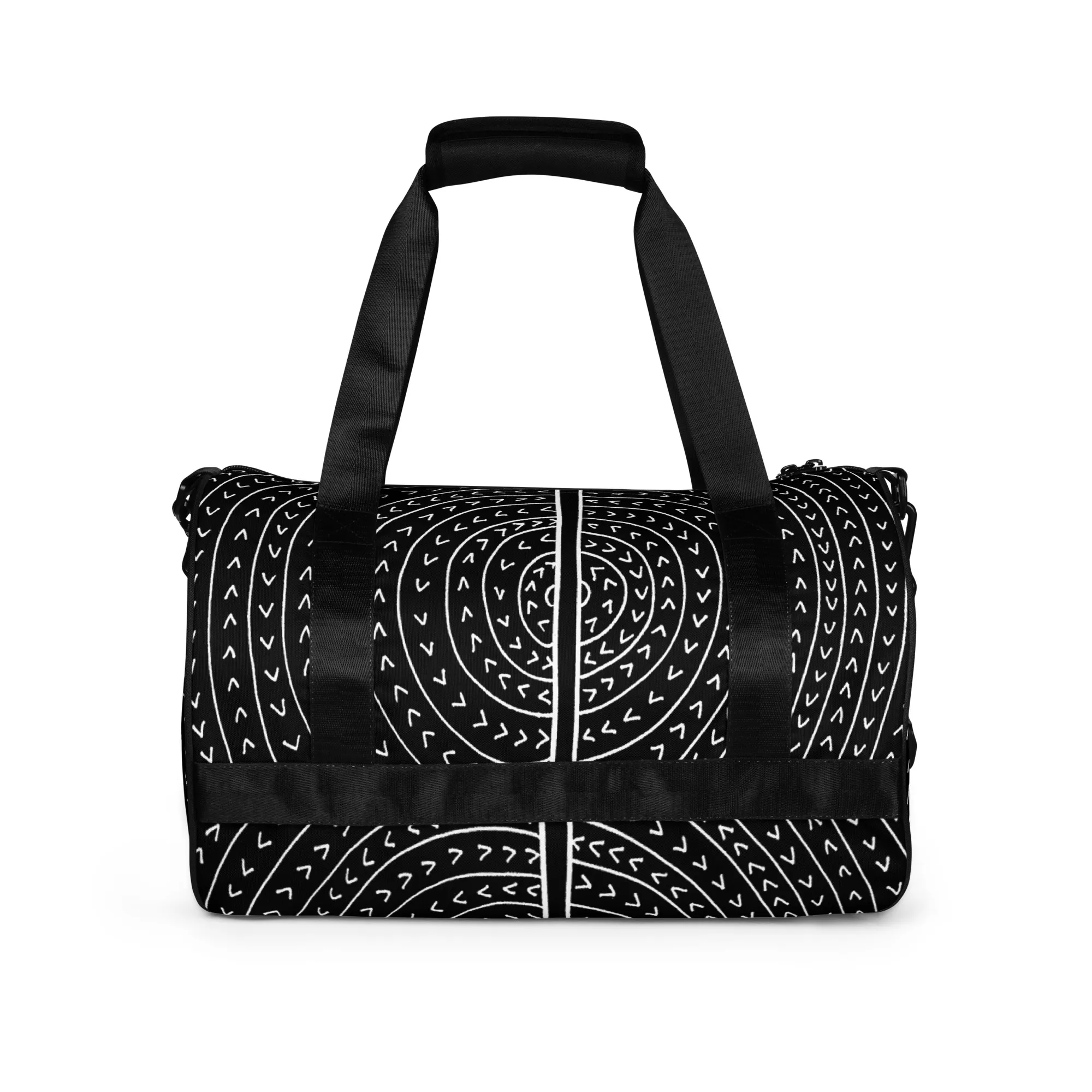 All-over print gym bag – The Vowel O