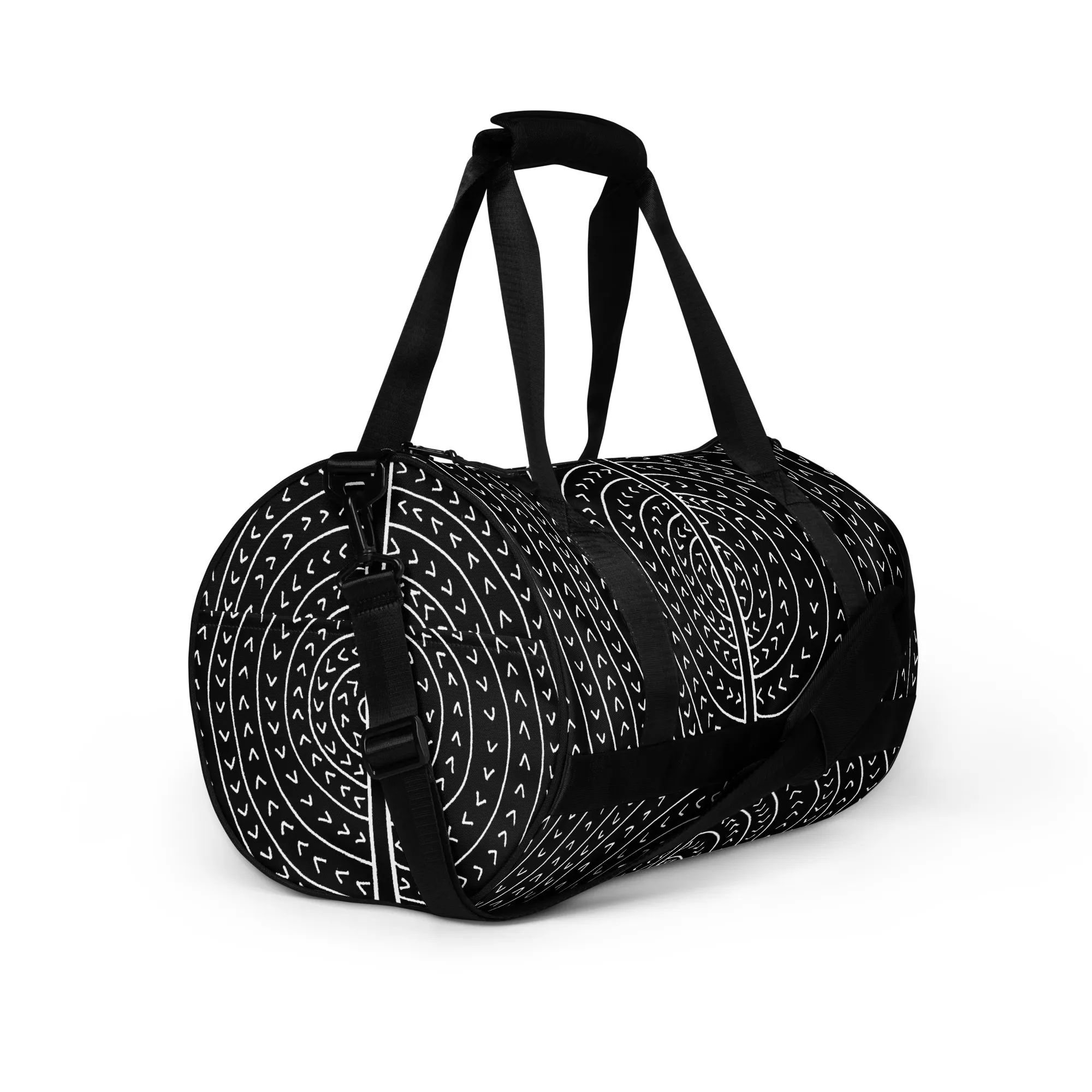 All-over print gym bag – The Vowel O