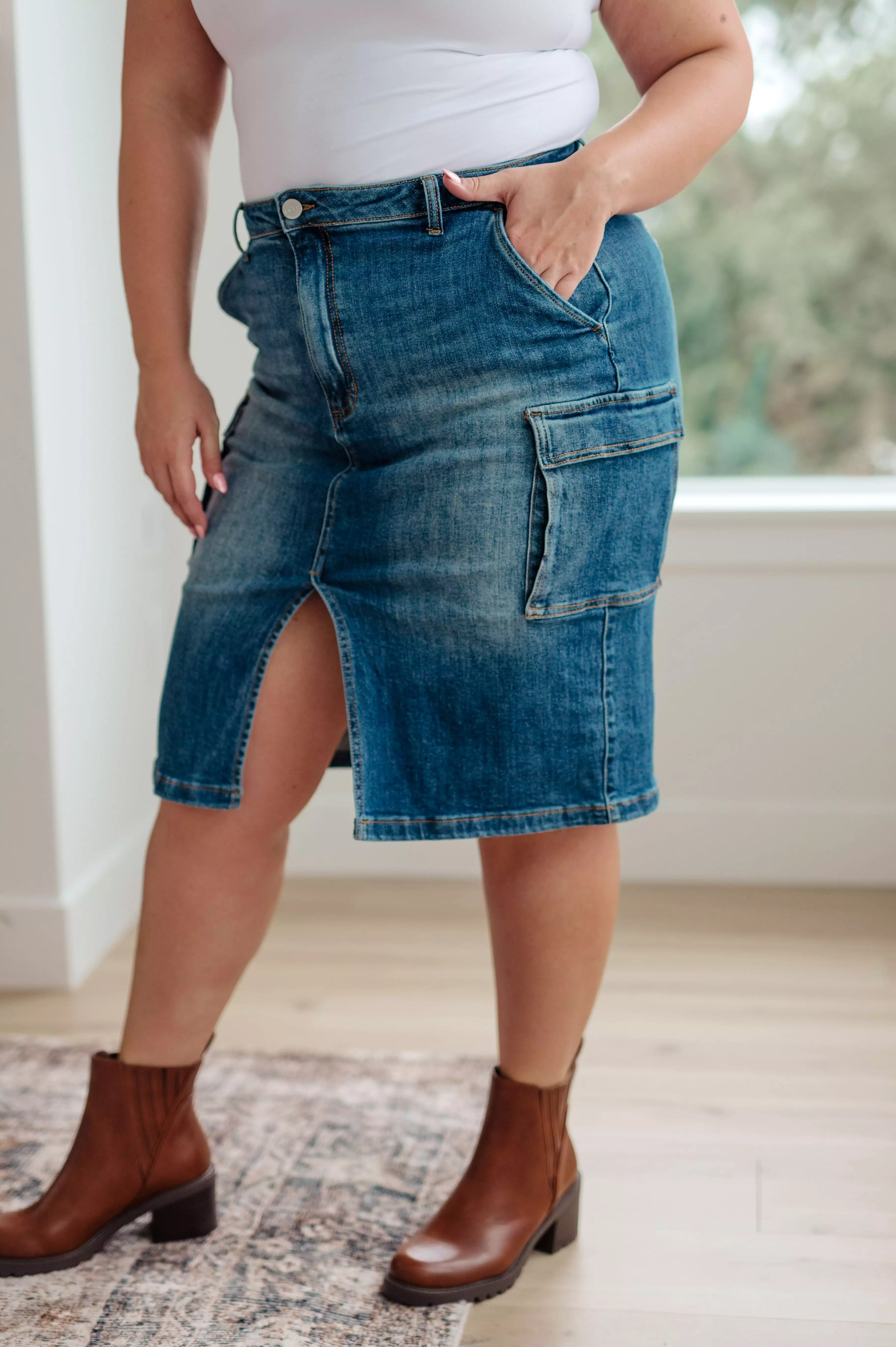 Always Be There Cargo Denim Skirt-- Use the code SPRINGJB for 20% off!