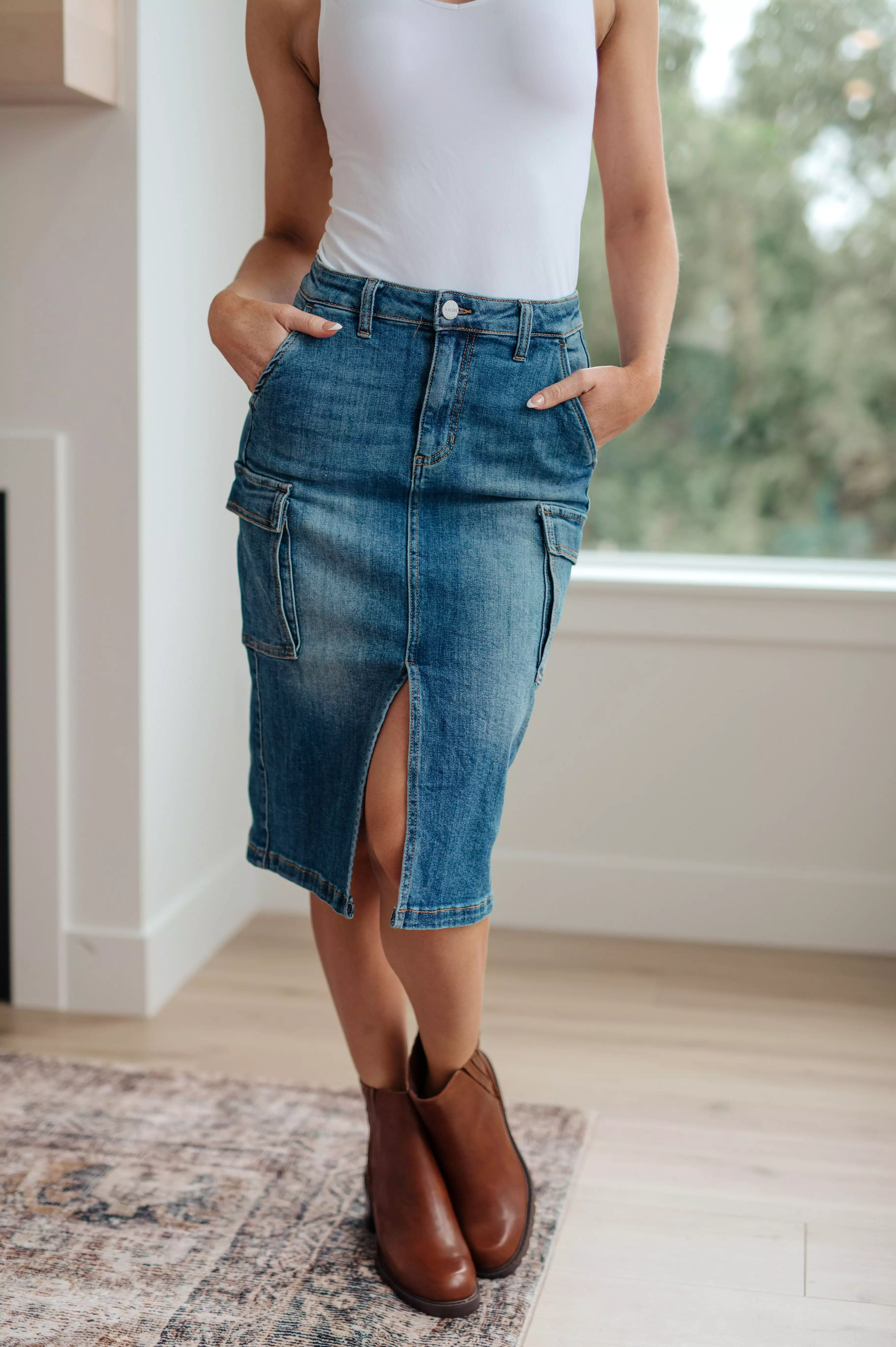 Always Be There Cargo Denim Skirt-- Use the code SPRINGJB for 20% off!