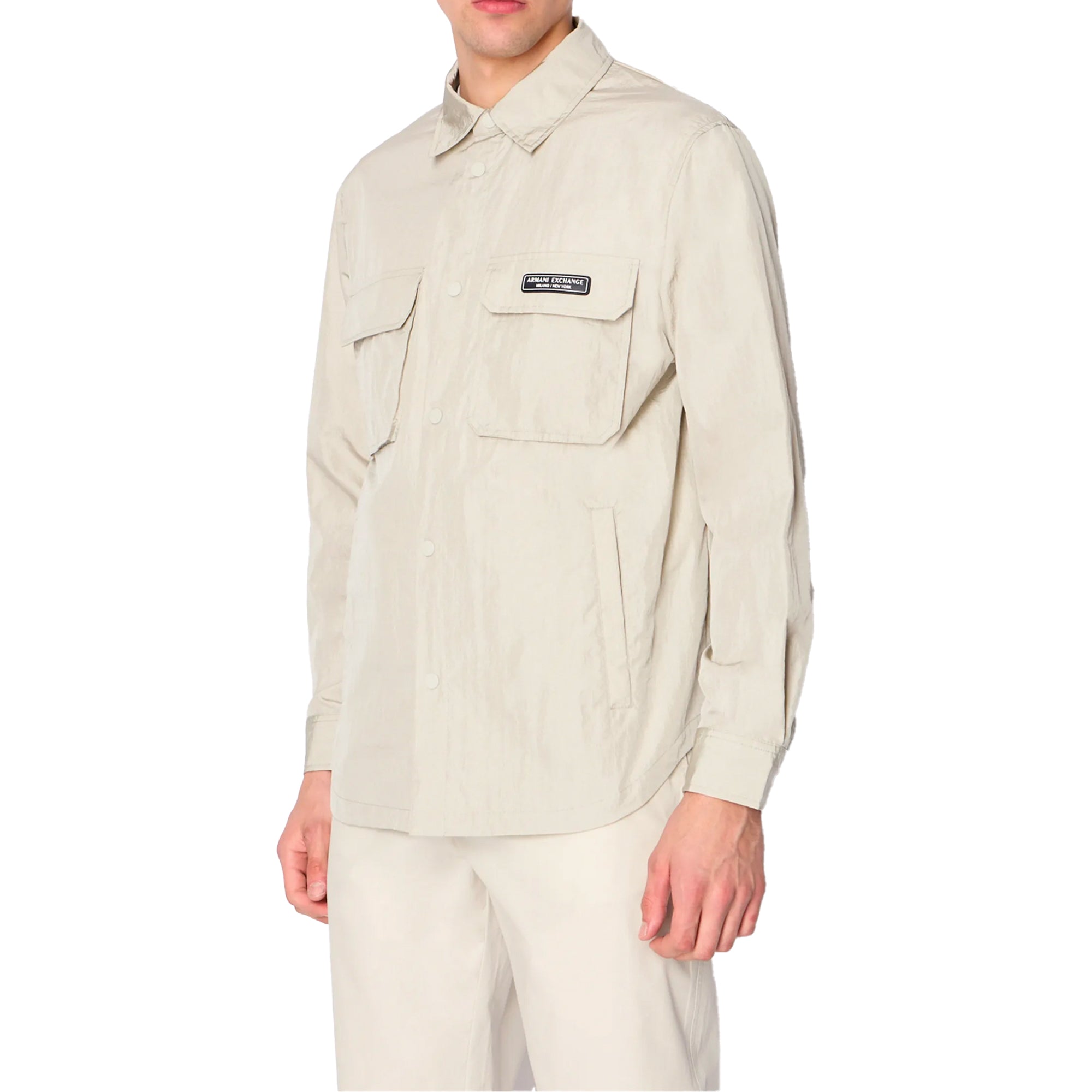 Armani Exchange Technical Nylon Overshirt - White Pepper