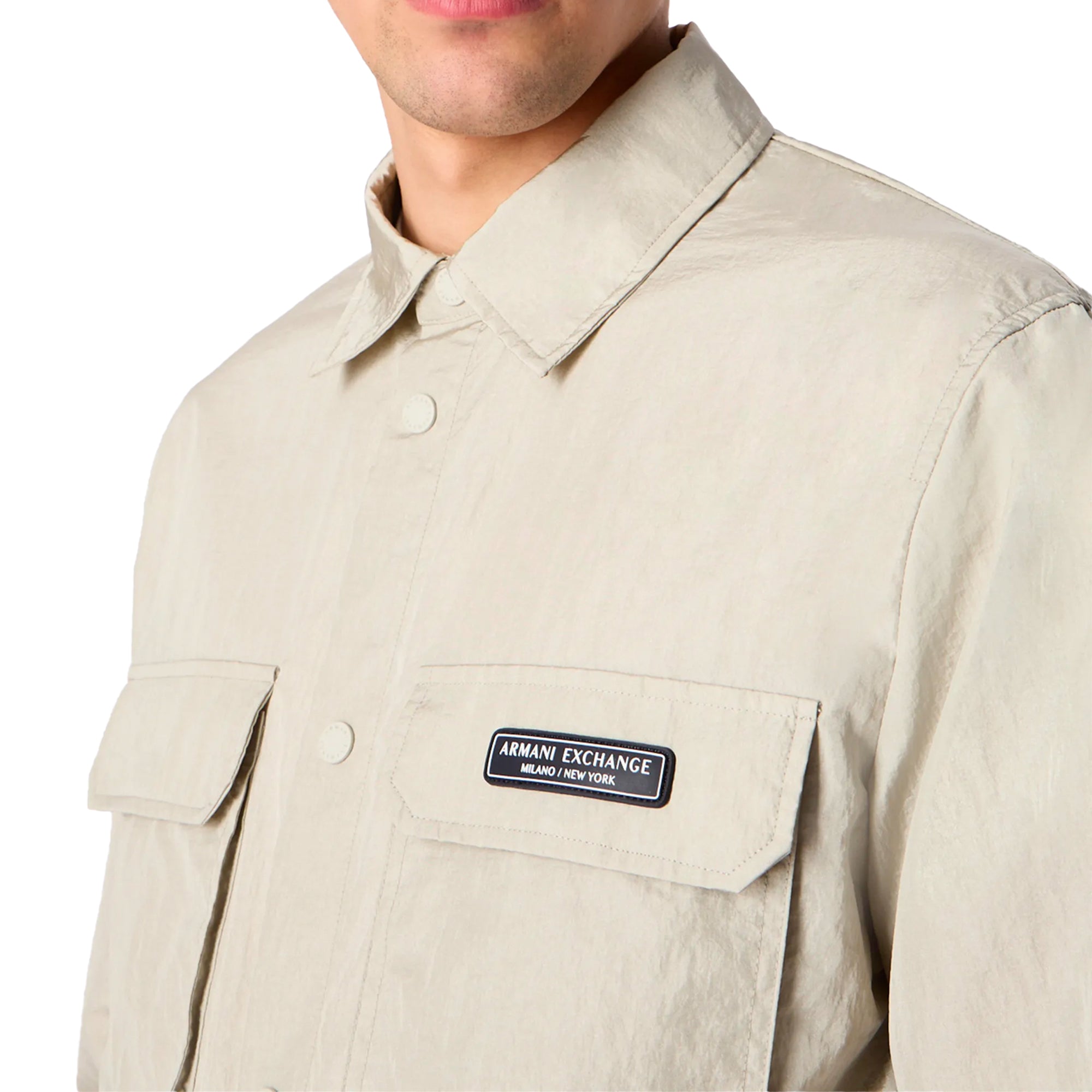 Armani Exchange Technical Nylon Overshirt - White Pepper