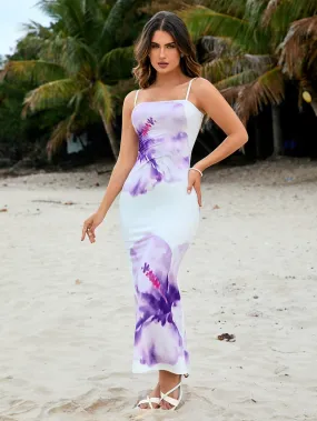 Backless Floral Print Bodycon Cami Dress