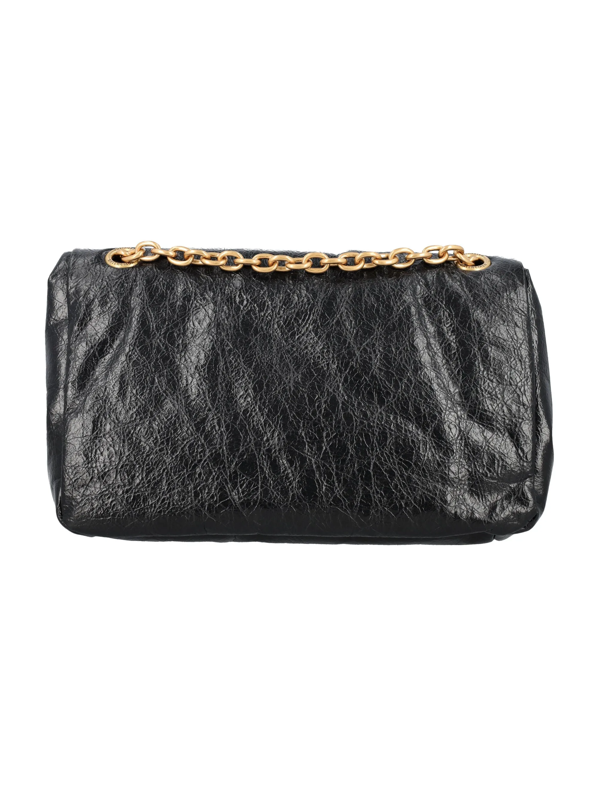 BALENCIAGA Monaco Mini Chain Handbag – Black Leather