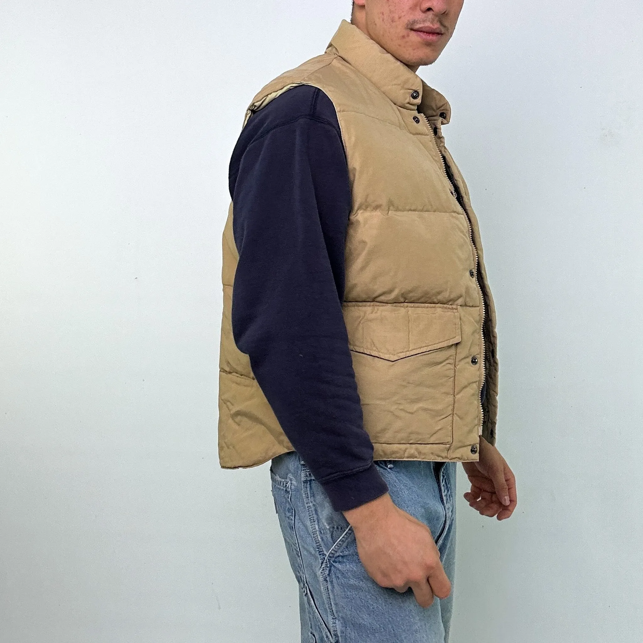 Beige Tan 90s Best Company Puffer Jacket Coat Gilet (M)