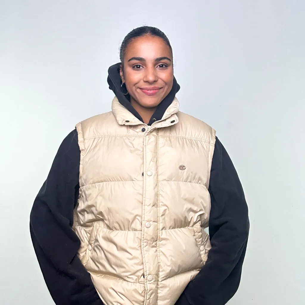 Beige Tan 90s Champion Puffer Jacket Coat Gilet (XL)