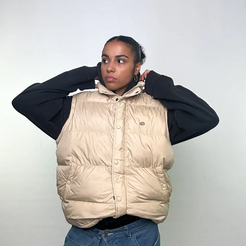 Beige Tan 90s Champion Puffer Jacket Coat Gilet (XL)