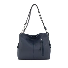 BETTY 2 WAY LEATHER HANDBAG NAVY