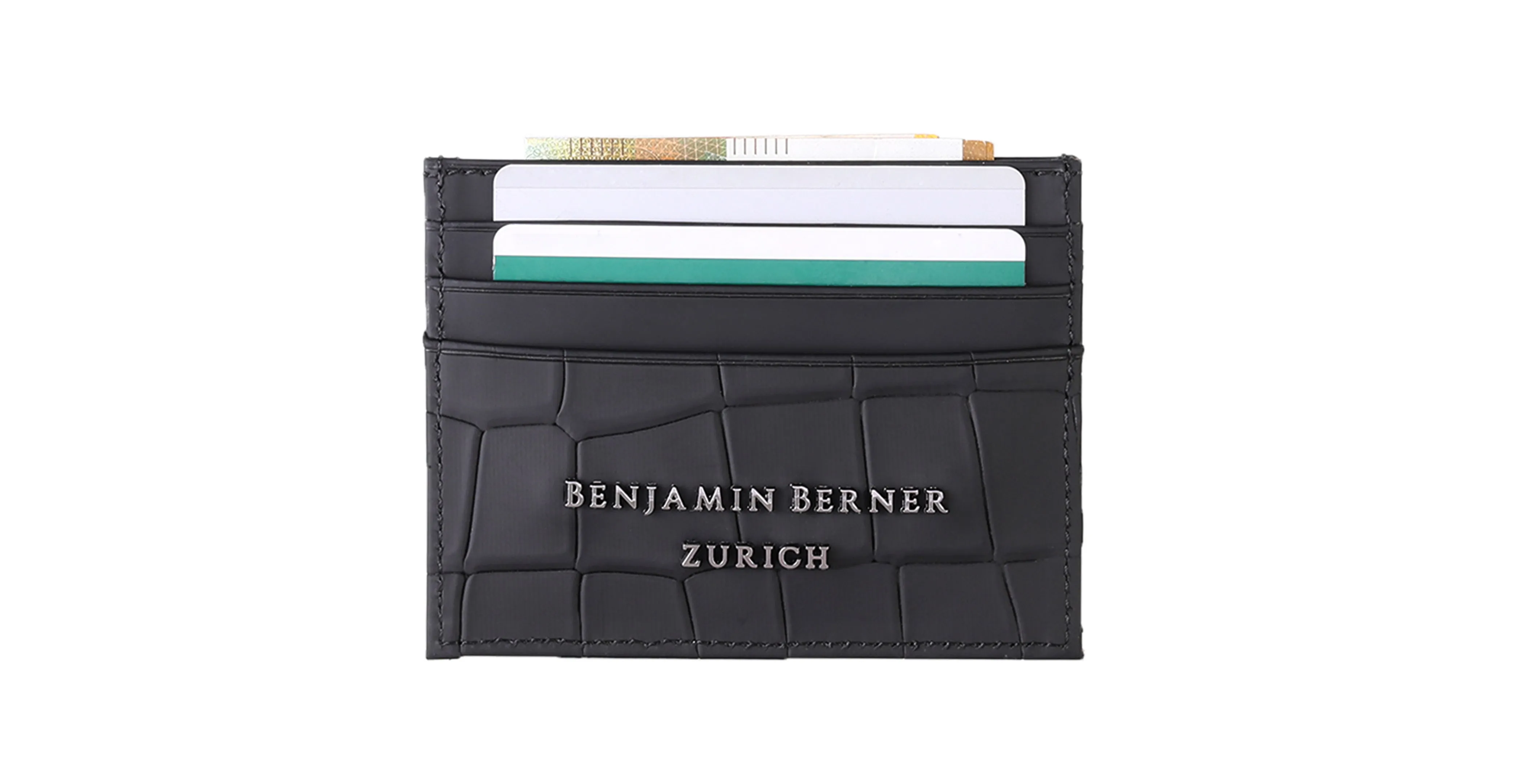 BNJ CARDHOLDER BLACK MATT CROCODILE  CALFSKIN