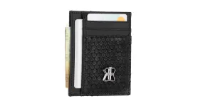 BNJ CARDHOLDER BLACK PYTHON CUT MATT  NAPPA