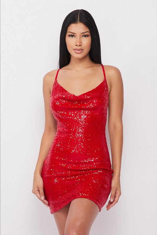 Booboo Red Sparkly Mini Dress