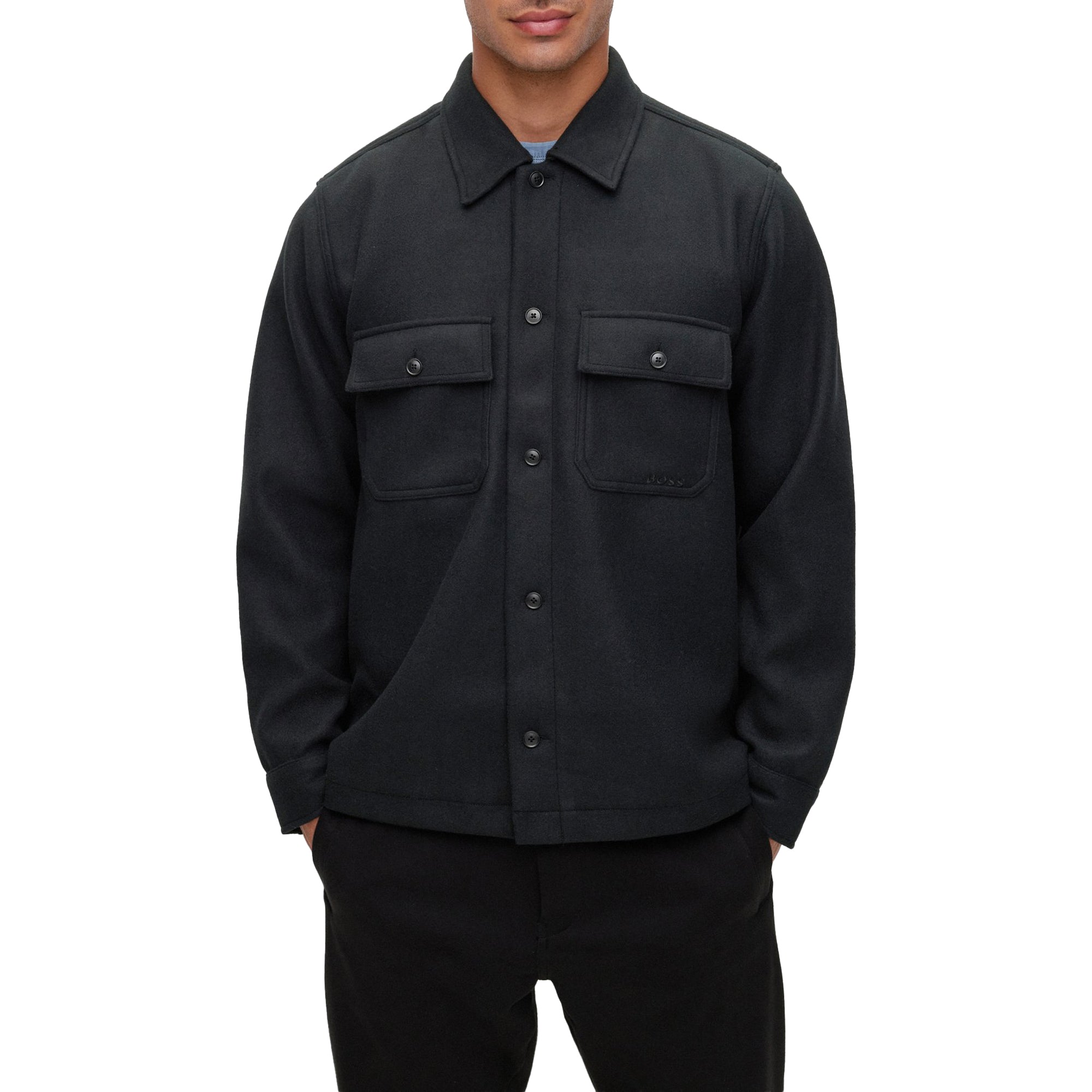 Boss Lovvo Fleece Pile Overshirt - Black