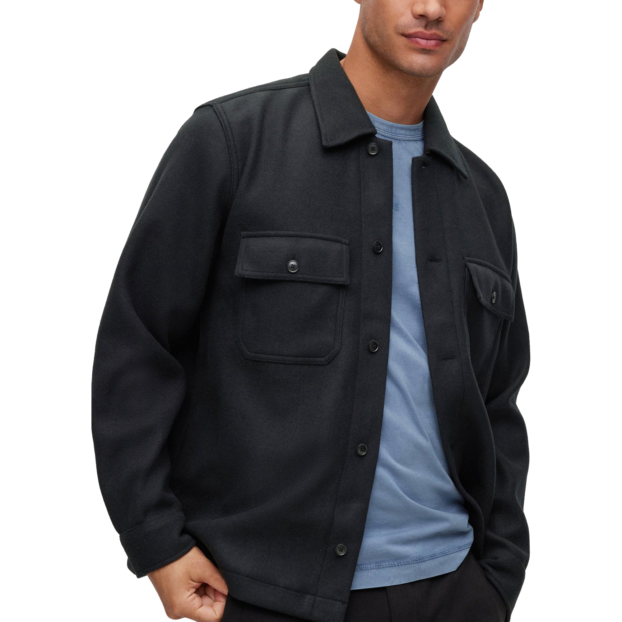 Boss Lovvo Fleece Pile Overshirt - Black