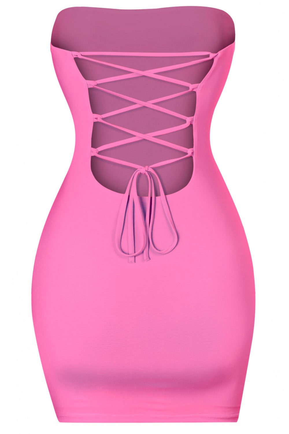 Breeyana Hot Pink Tube Side Slit Mini Dress