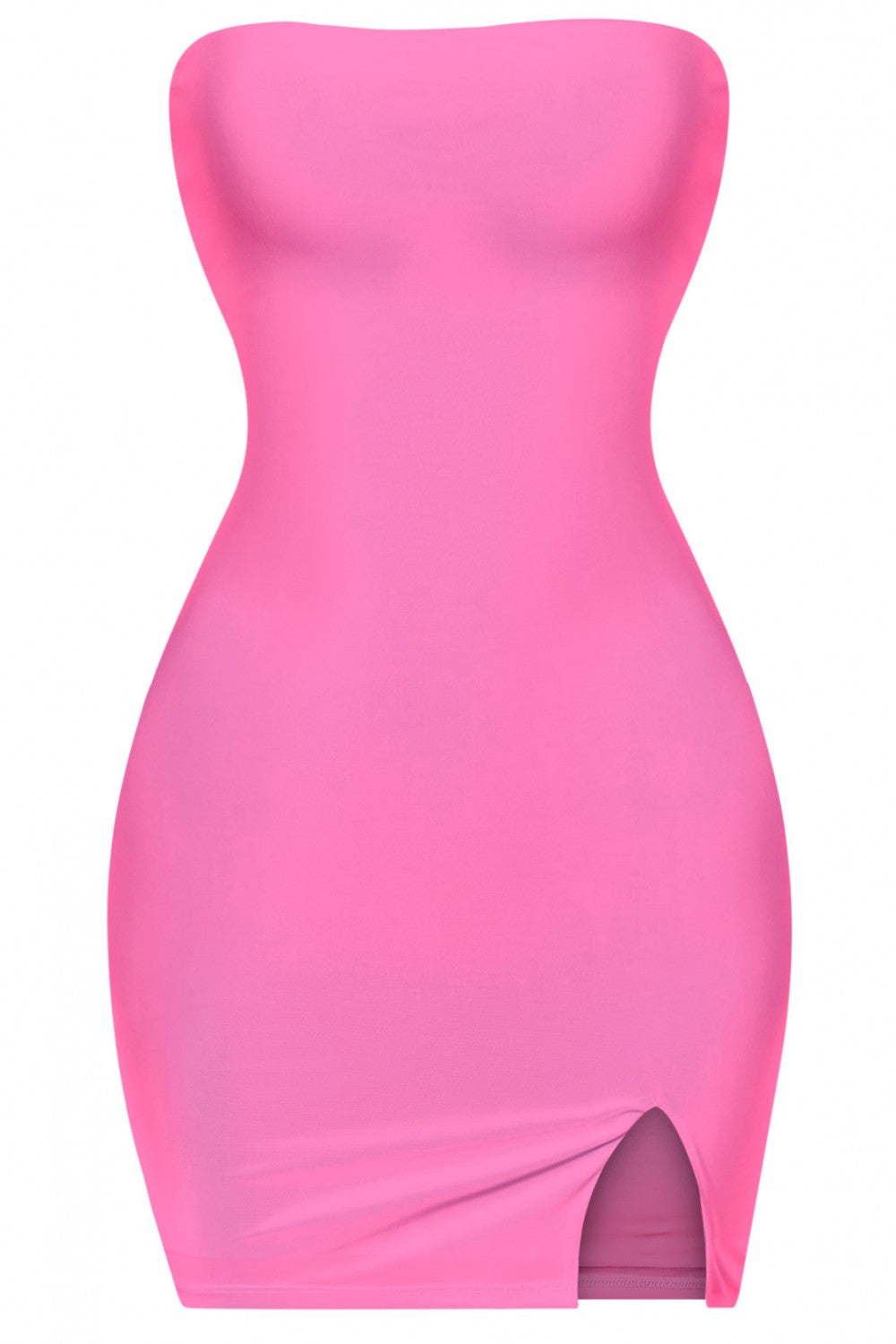 Breeyana Hot Pink Tube Side Slit Mini Dress