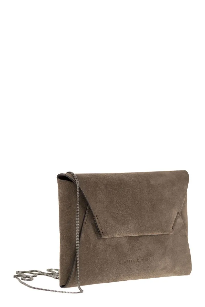 BRUNELLO CUCINELLI Soft Suede Envelope Shoulder Handbag - Neutral