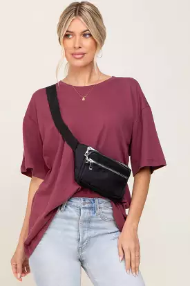 Burgundy Basic Oversized Tee