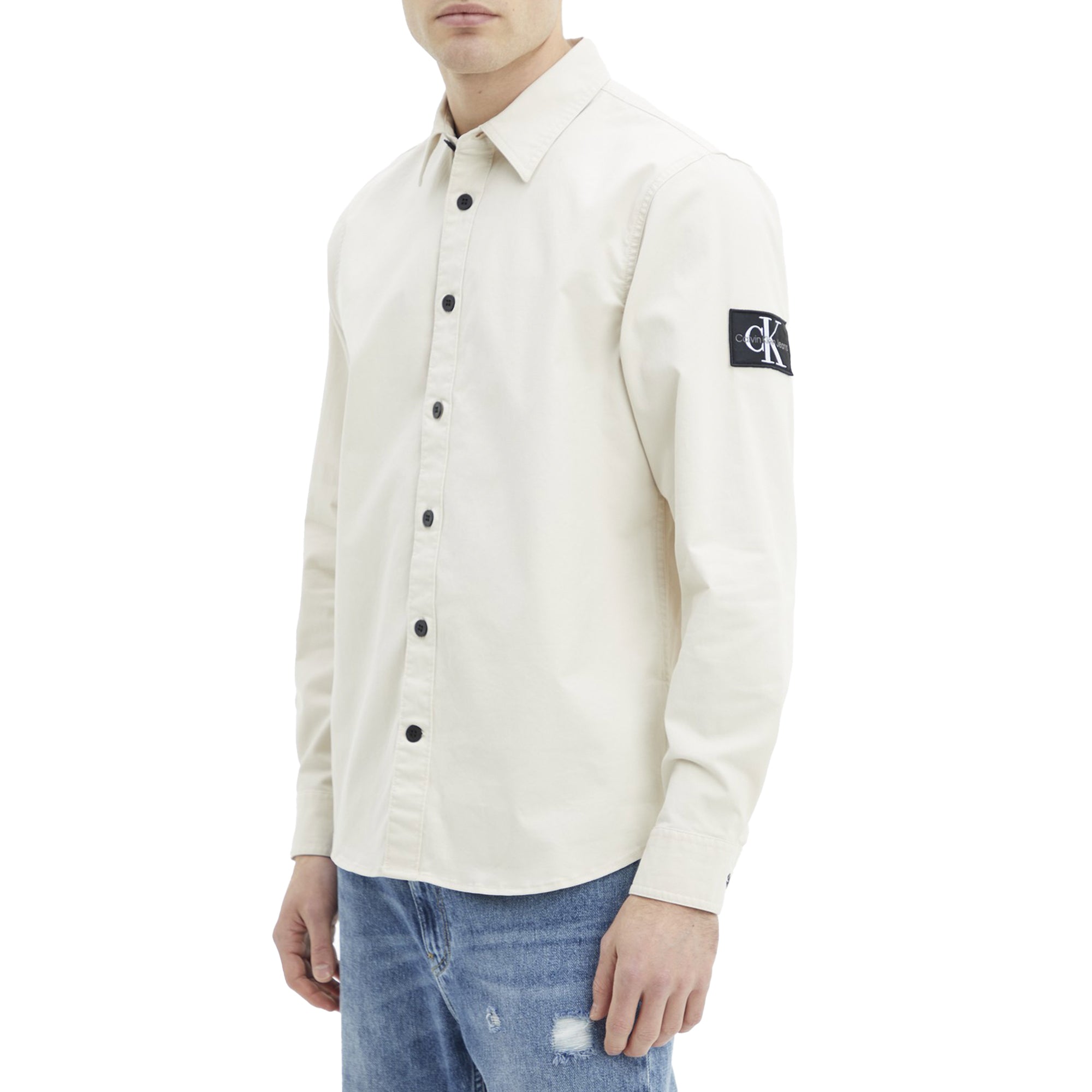 Calvin Klein Monogram Logo Relaxed Overshirt - Eggshell