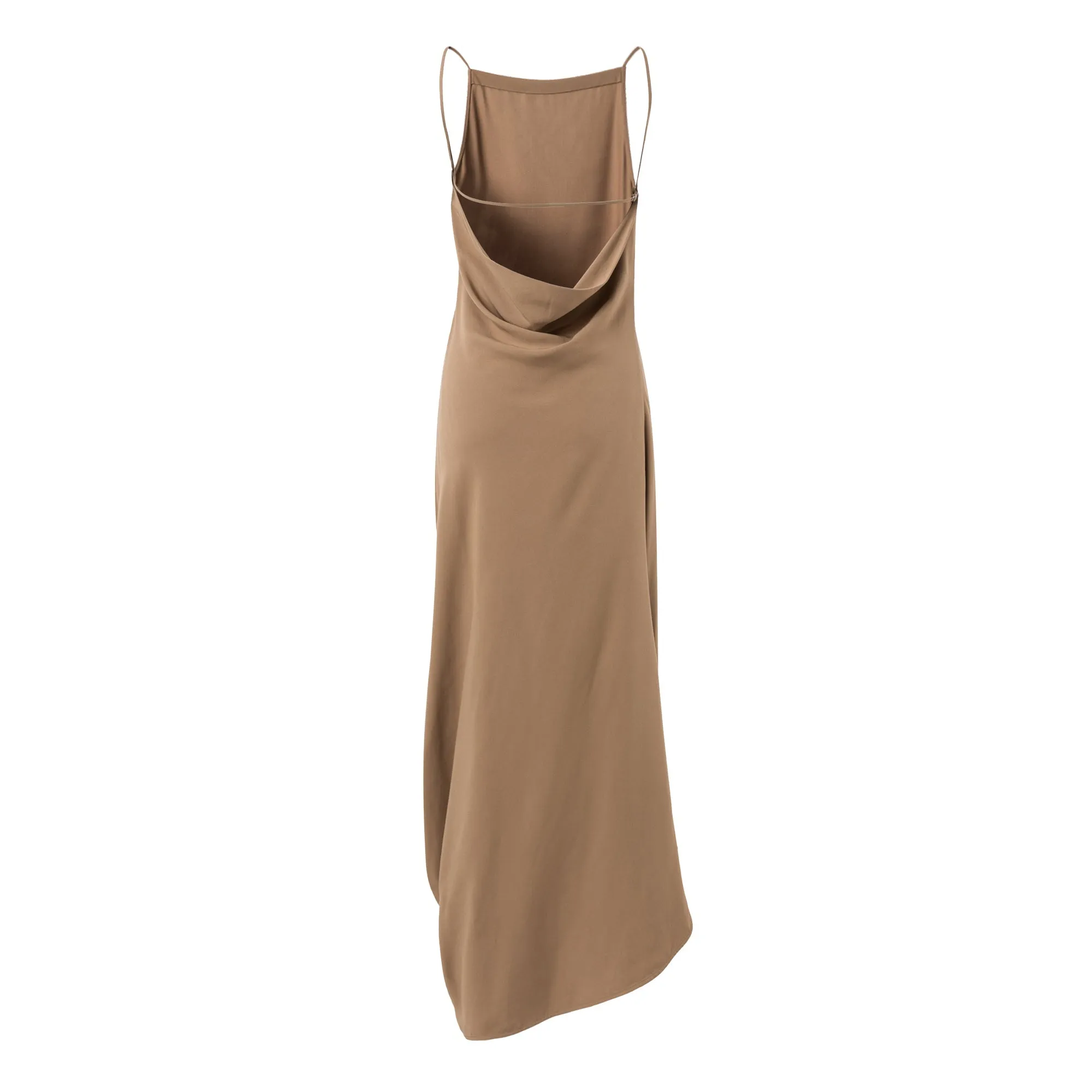 Camel Backless Cocoon Dress-