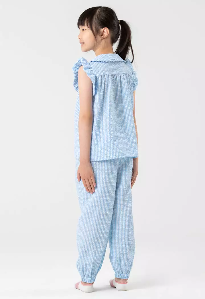 Chequered Ruffled Details Pajama Set