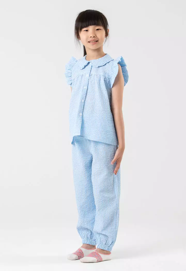 Chequered Ruffled Details Pajama Set