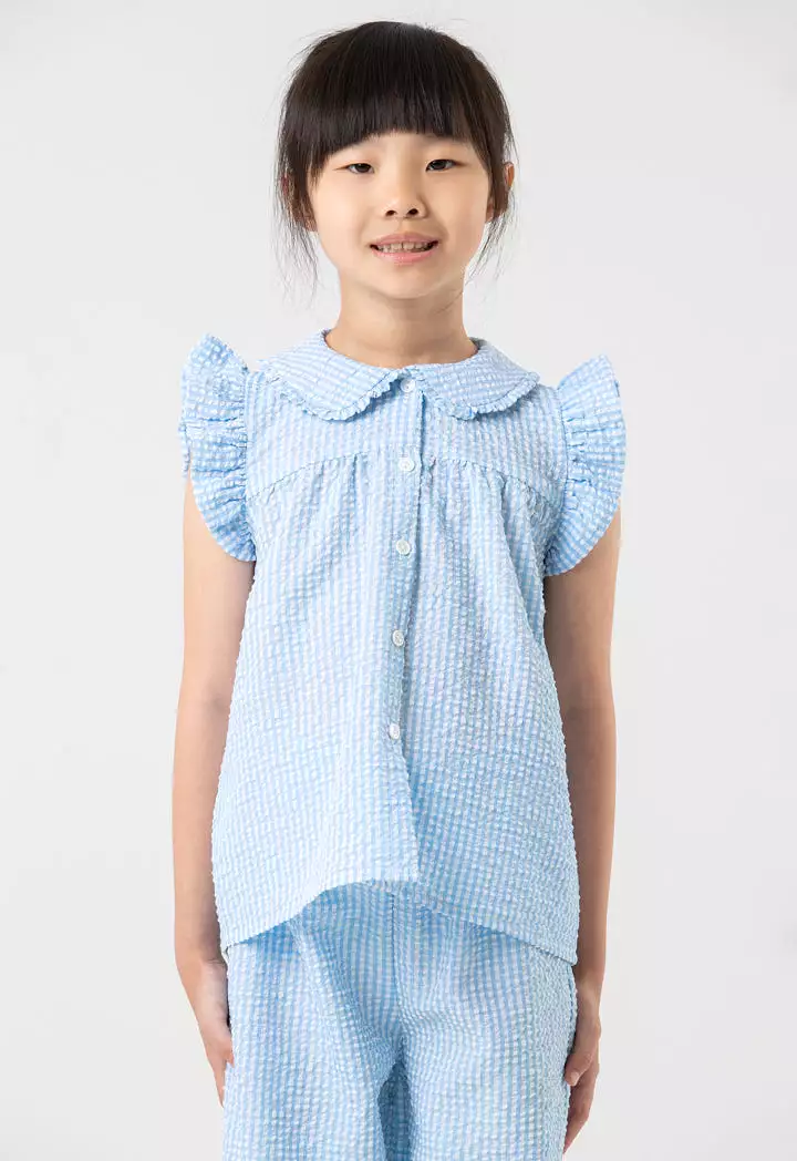 Chequered Ruffled Details Pajama Set