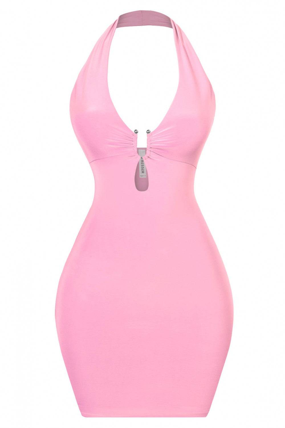 Claire Light Pink Halter Mini Dress