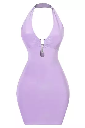 Claire Purple Halter Mini Dress