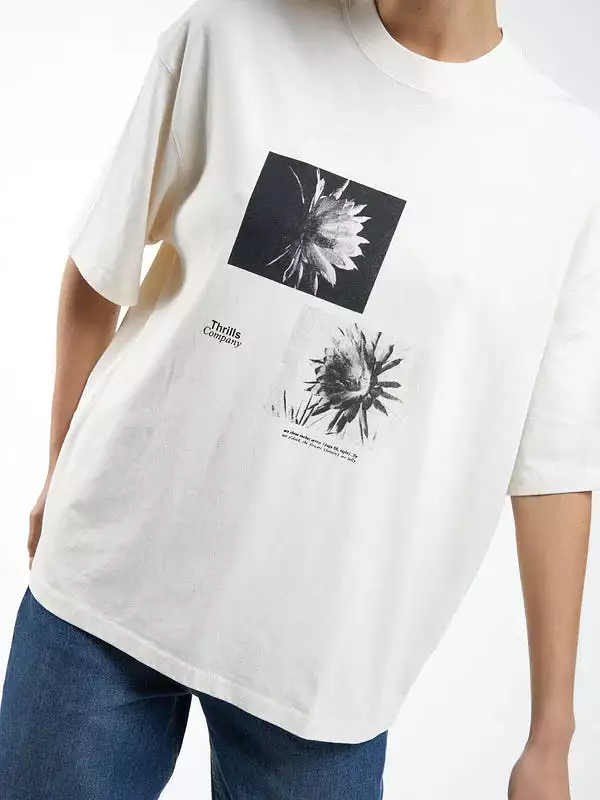 Dark Lily Oversized Tee - Heritage White