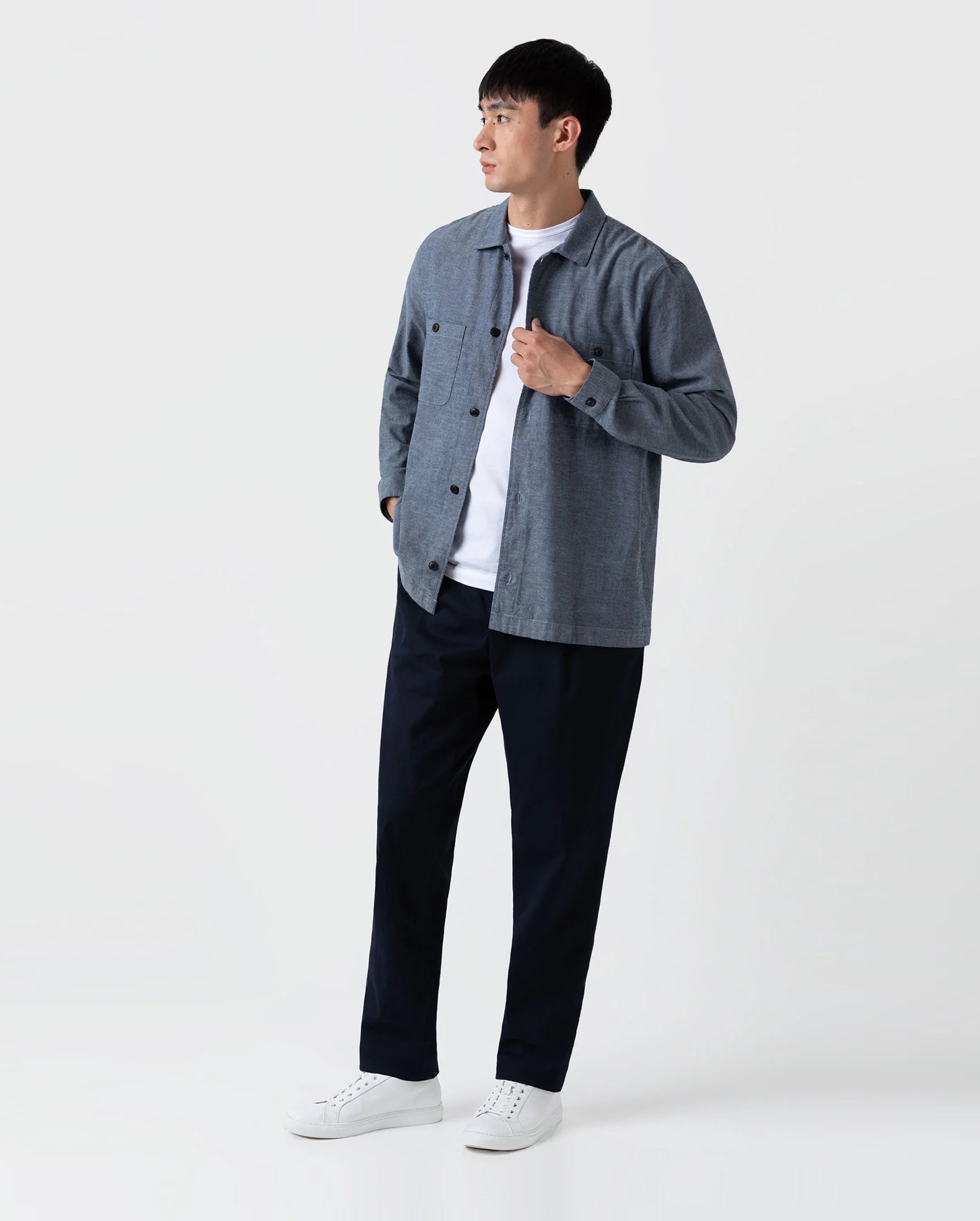 DENIM OVERSHIRT / MID BLUE CHAMBRAY