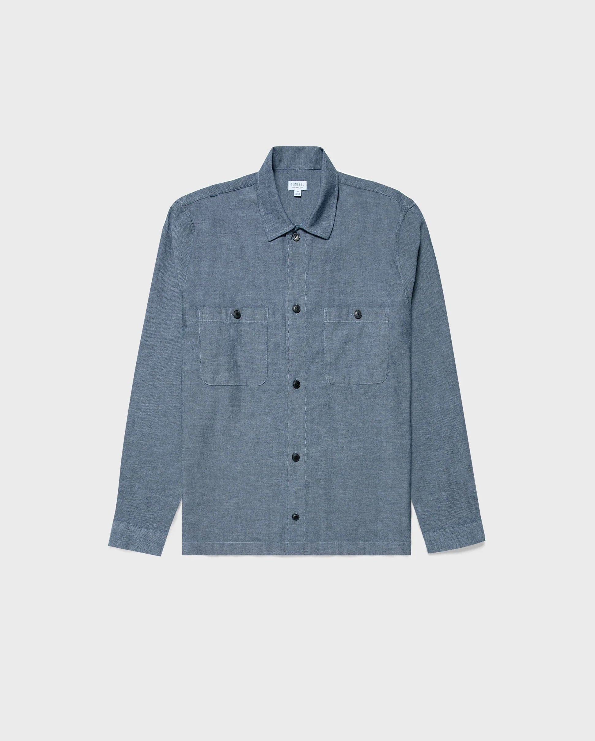 DENIM OVERSHIRT / MID BLUE CHAMBRAY