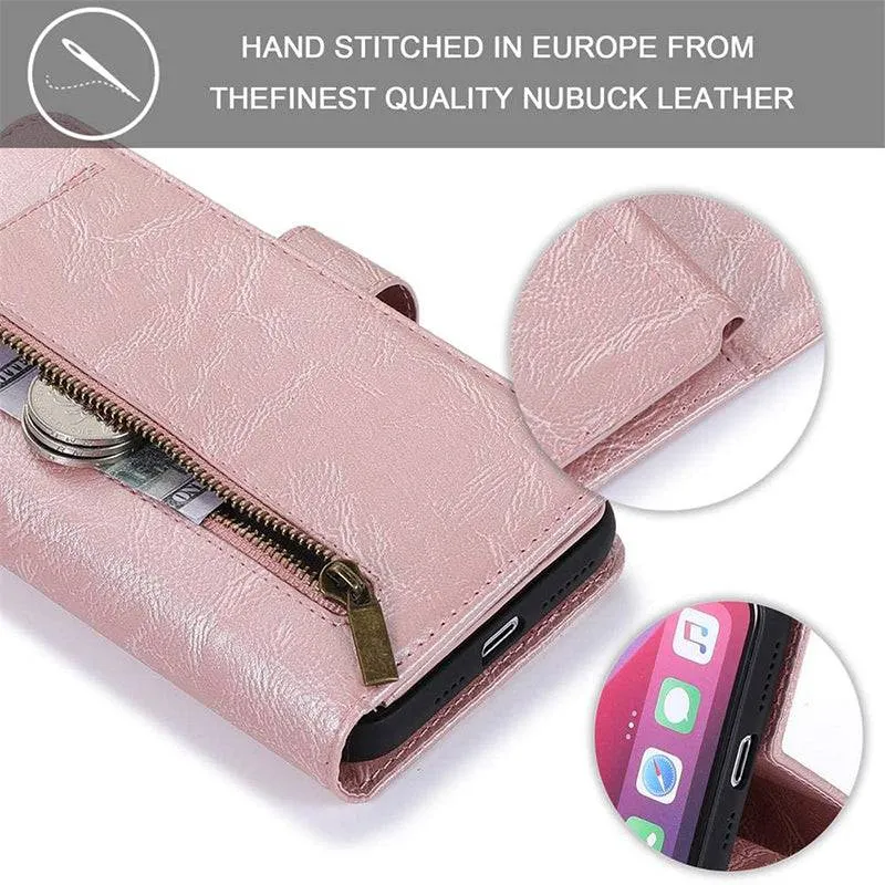 Detachable Flip Folio Zipper Purse Phone Case for iPhone 12 Series