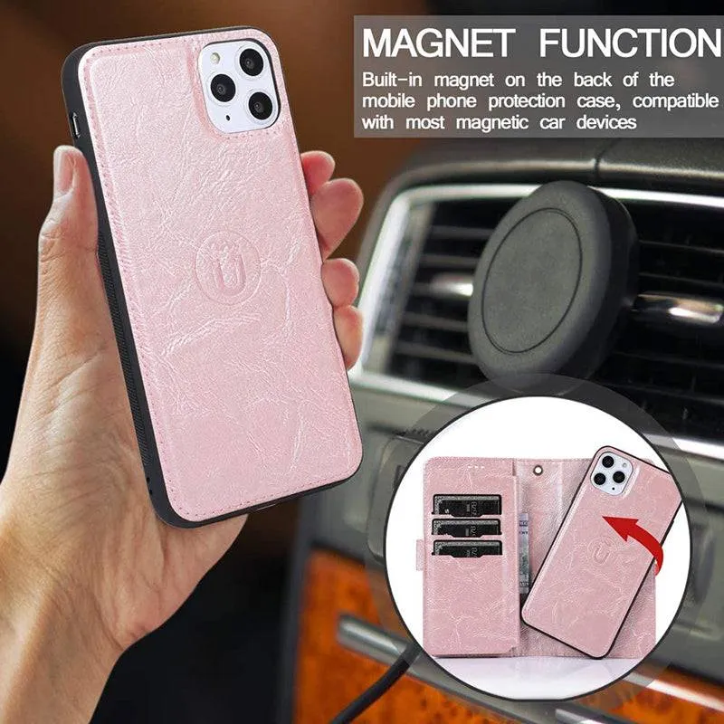 Detachable Flip Folio Zipper Purse Phone Case for iPhone 12 Series