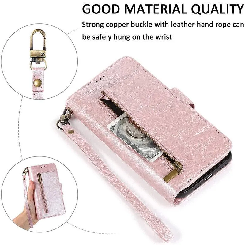 Detachable Flip Folio Zipper Purse Phone Case for iPhone Xs Max