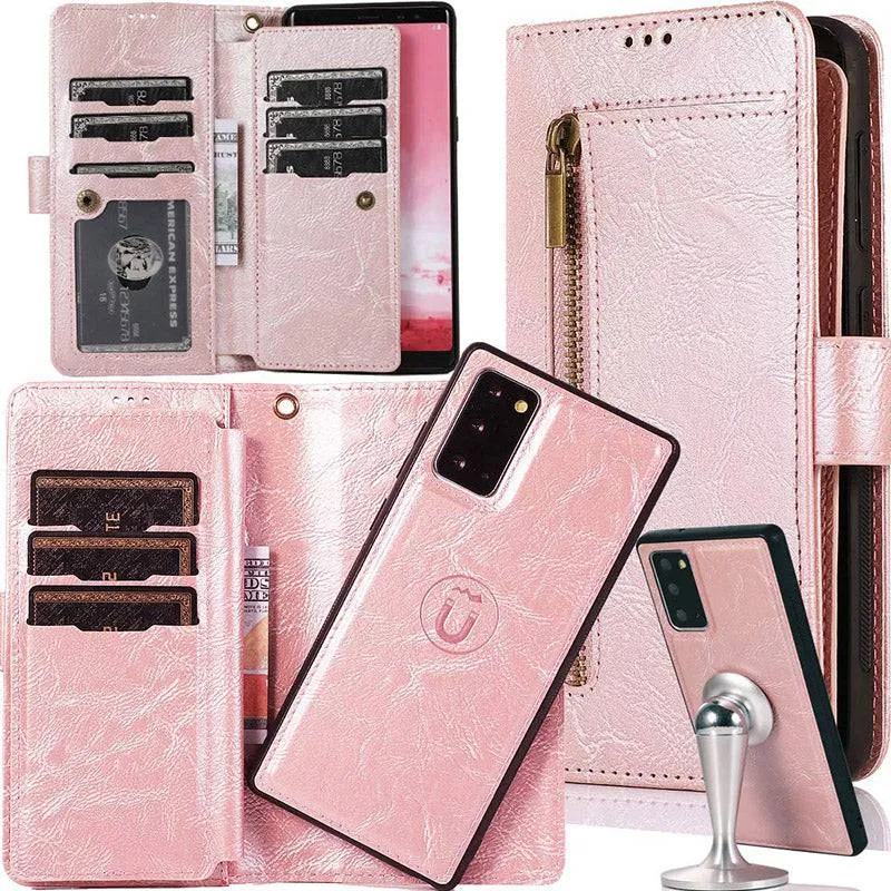 Detachable Flip Folio Zipper Purse Phone Case for Samsung Note 20 Series