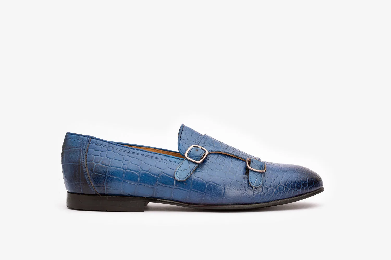 Double Buckle Croc Print Loafer