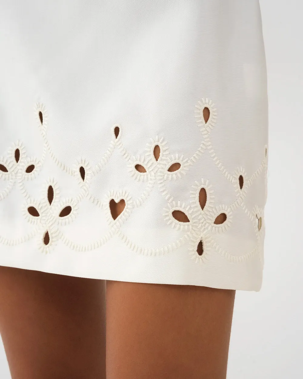 Eden White Embroidered Mini Skirt