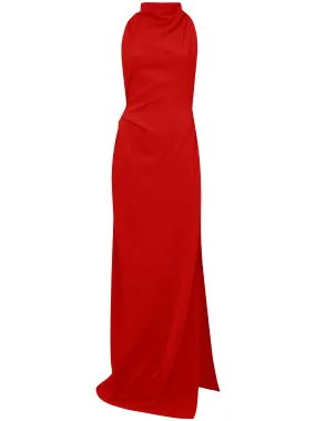 FAYE HALTERNECK BACKLESS VISCOSE DRESS