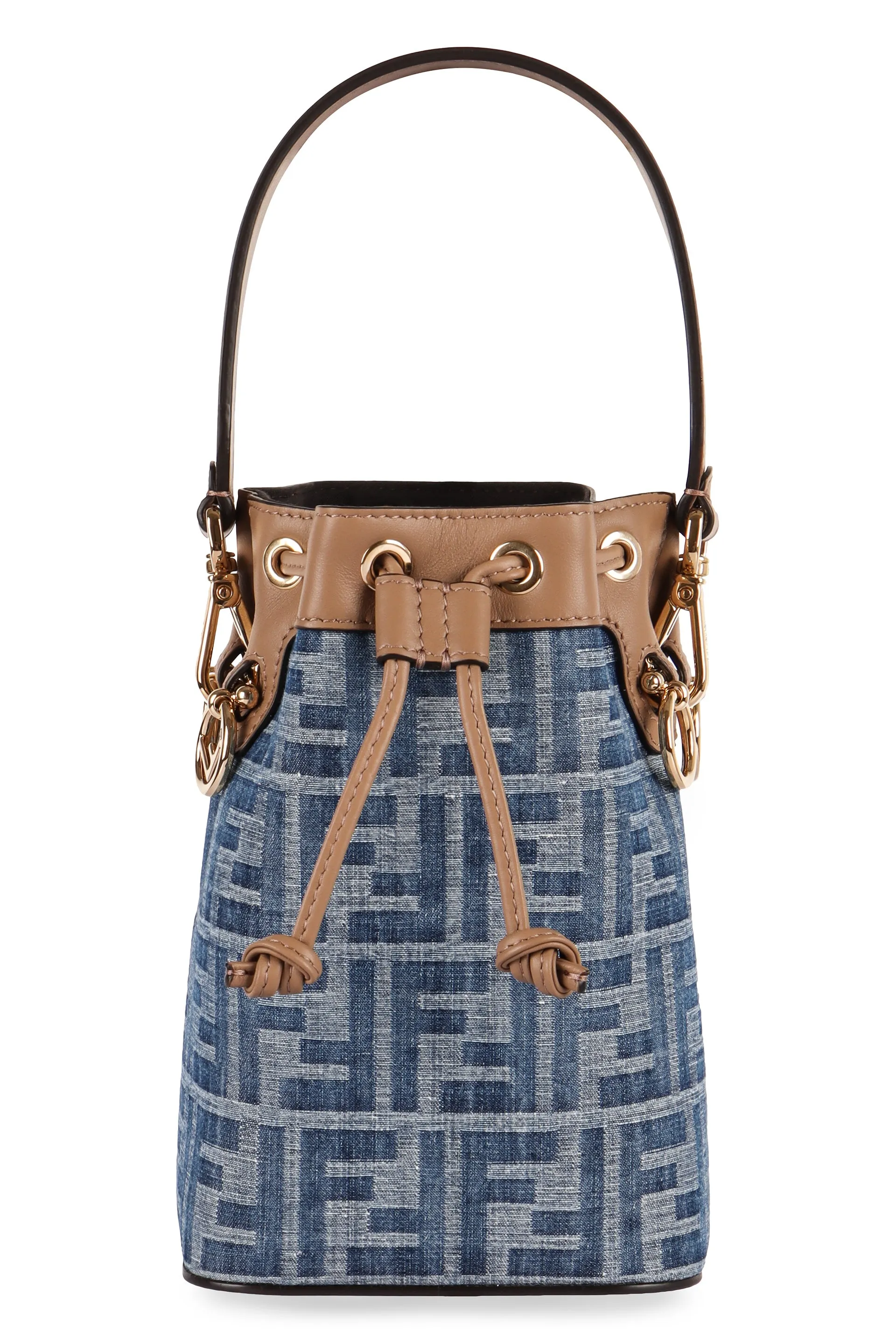 FENDI Chic Mini Canvas Bucket Bag - Blue