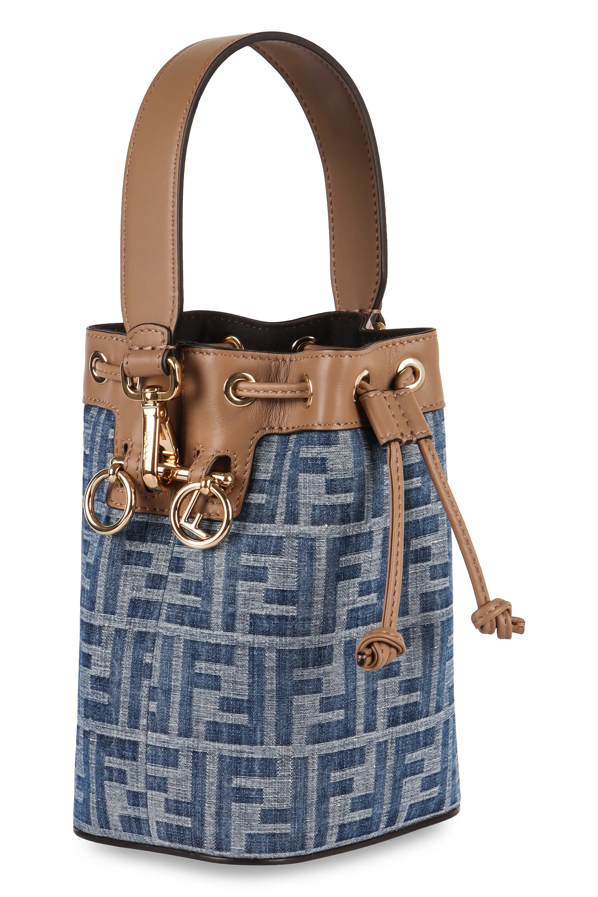 FENDI Chic Mini Canvas Bucket Bag - Blue