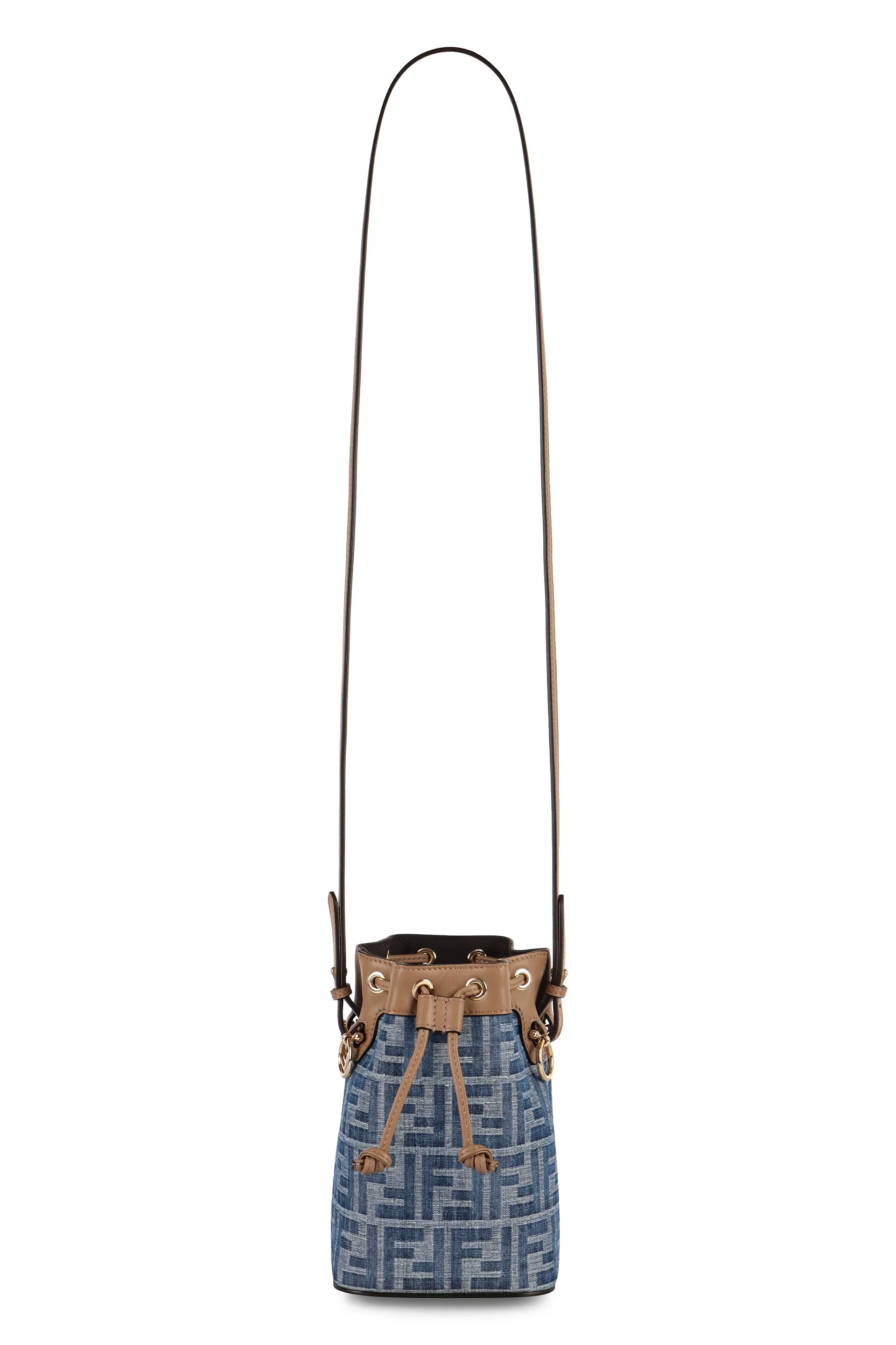 FENDI Chic Mini Canvas Bucket Bag - Blue