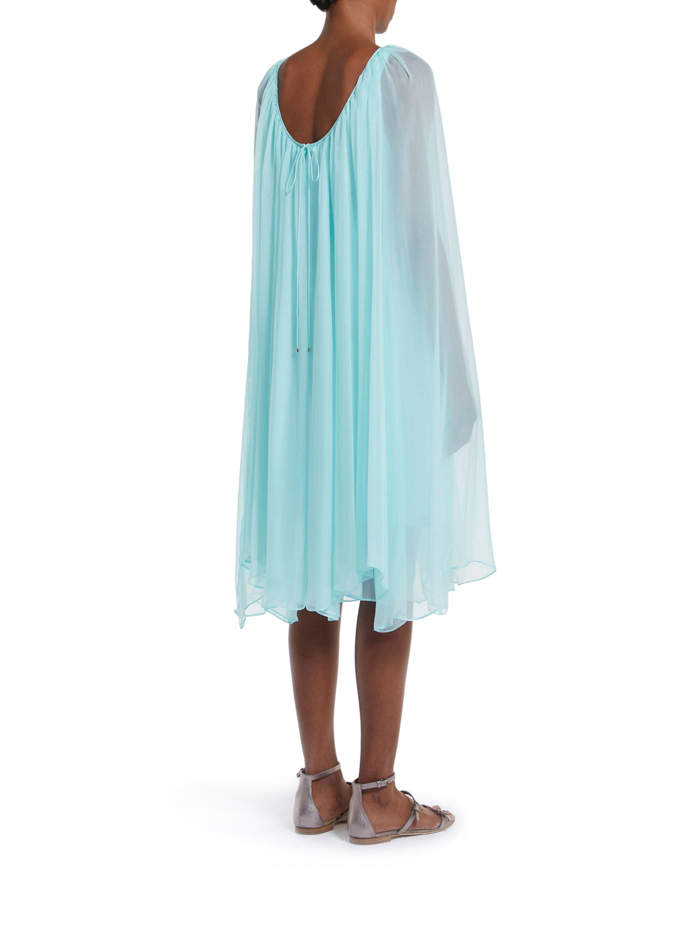 Flared dress in silk chiffon